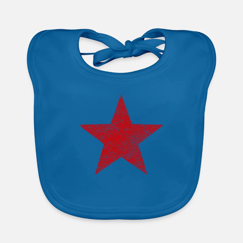 Red Star - Vintage Grunge Structure - Bavoir bio Bébé - bleu paon