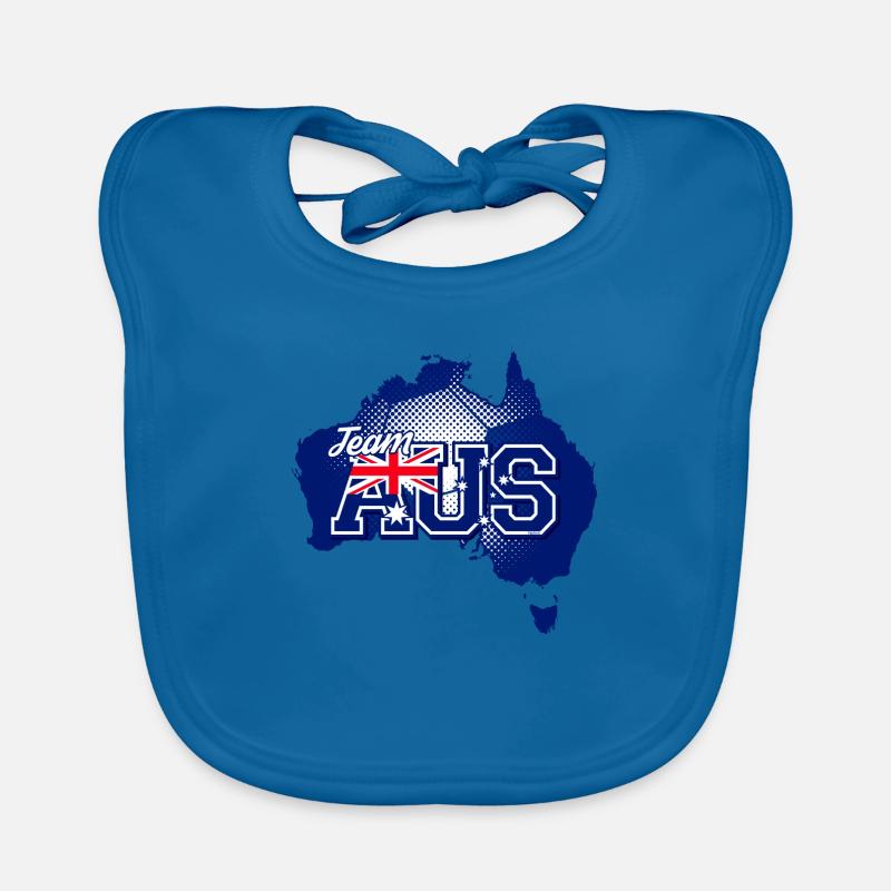 Team AUS map Australia with ball pattern Organic Baby Bibs