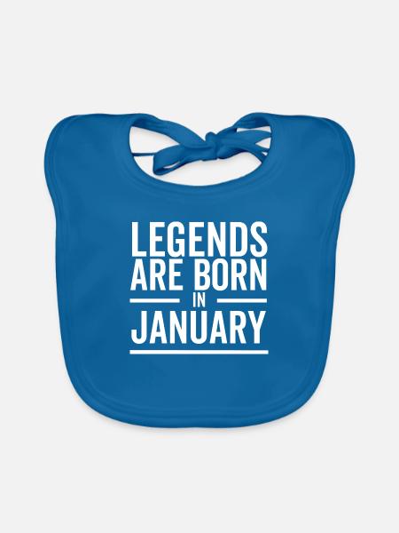Legends Are Born in January - Organic Baby Bibs - peacock-blue - Front