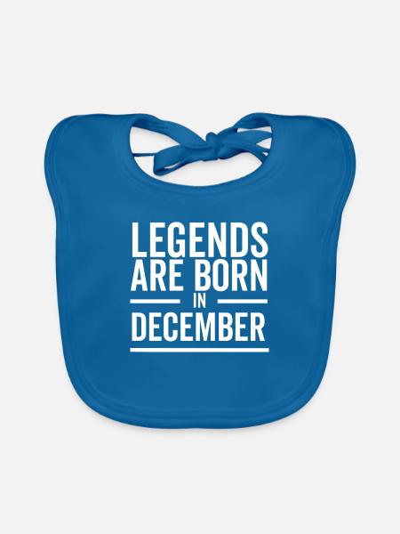 Legends Are Born in December - Organic Baby Bibs - peacock-blue - Front