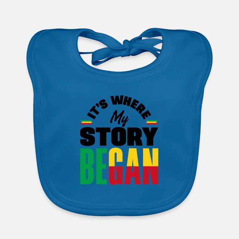 Béninois Bénin Drapeau Béninois Citation - Bavoir bio Bébé - bleu paon