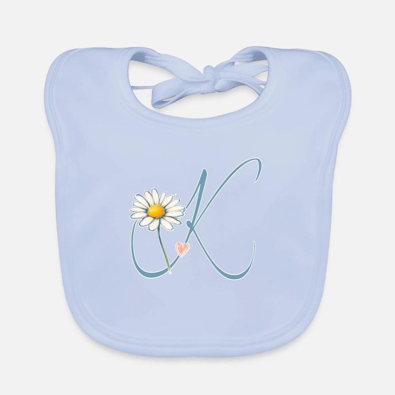 Buchstabe K Gänseblümchen Herz Baby Bio-Lätzchen