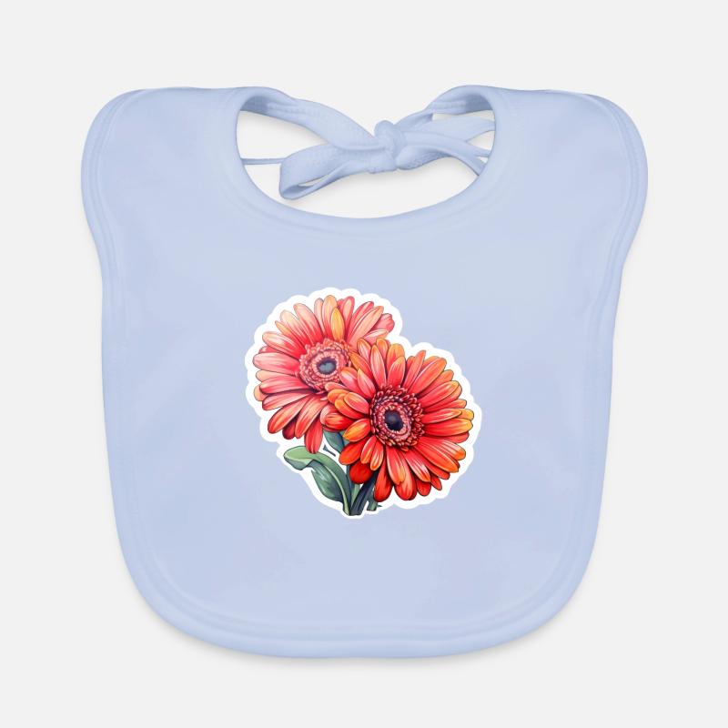 Gerbera Daisies 2 Flowers Organic Baby Bibs