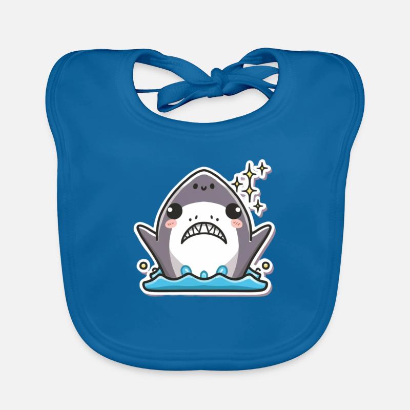 Amoureux des requins - Bavoir bio Bébé - bleu paon