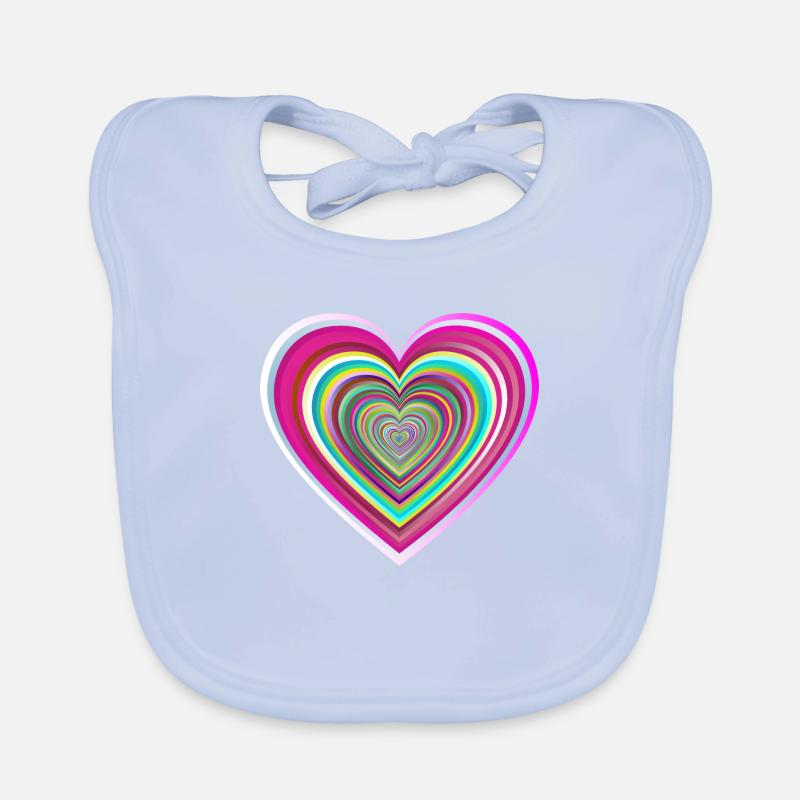 buntes Herz mit 3D-Effekt Baby Bio-Lätzchen