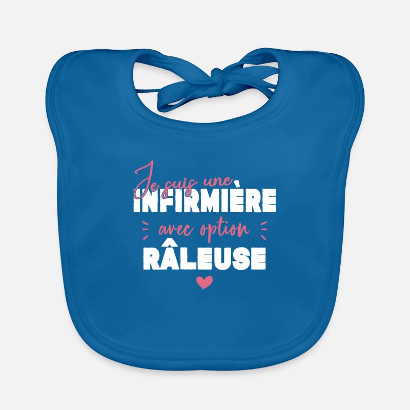Infirmière Option Râleuse Cadeau - Bavoir bio Bébé - bleu paon