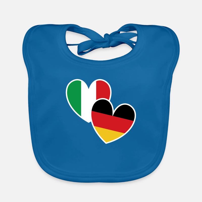 Italie - Bavoir bio Bébé - bleu paon
