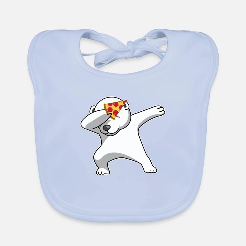 dab dabbing polar bear pizza fun gift bear polar Organic Baby Bibs