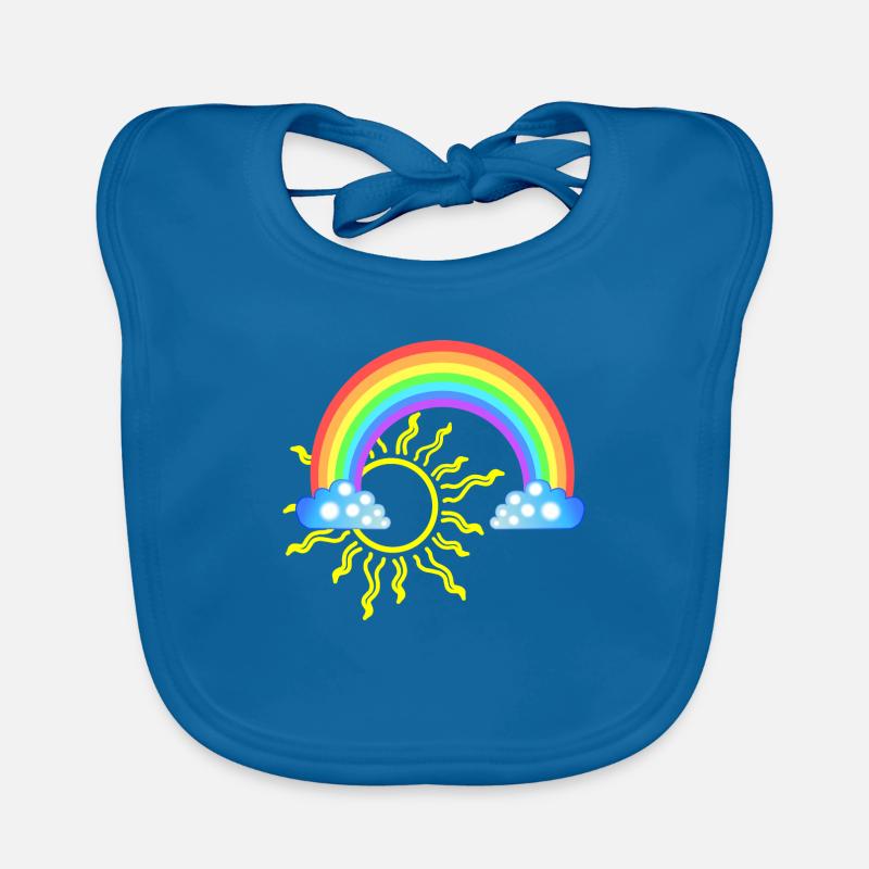 Arc-en-ciel - Bavoir bio Bébé - bleu paon