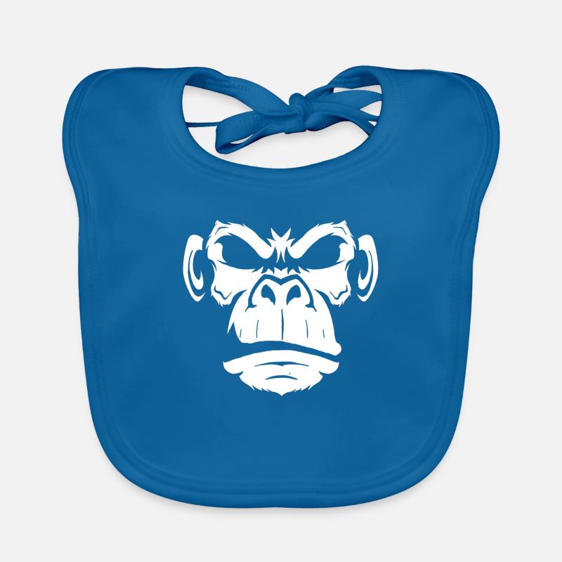 Singe - Bavoir bio Bébé - bleu paon