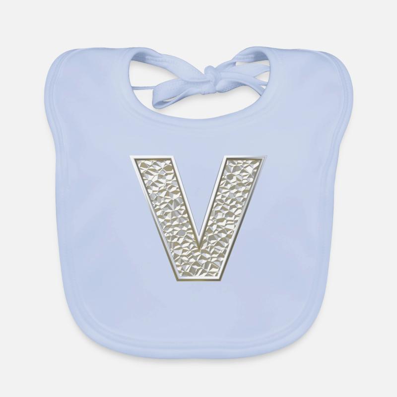 V, letter, initial, monogram, Baby Bio-Lätzchen