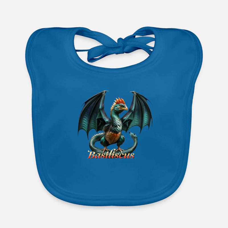 Basilic Dragon maléfique - Bavoir bio Bébé - bleu paon