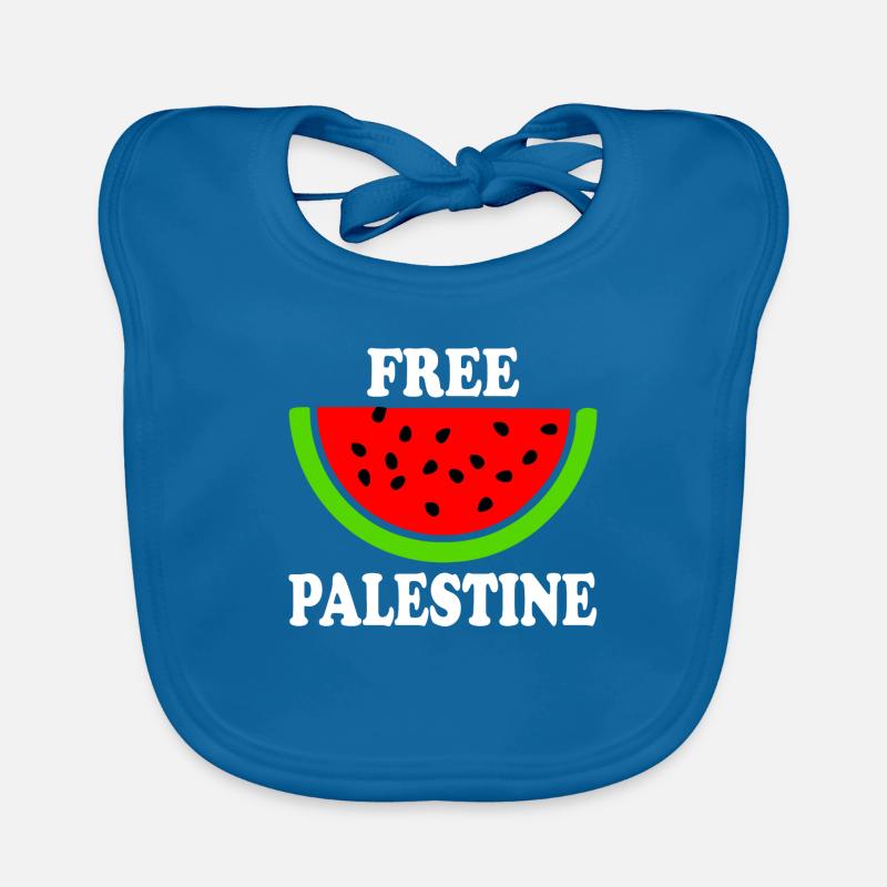 Palestine libre - melon pastèque - Bavoir bio Bébé - bleu paon
