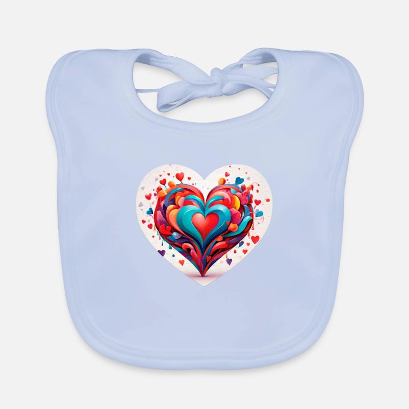 Coeur avec des formes Bavoir bio Bébé