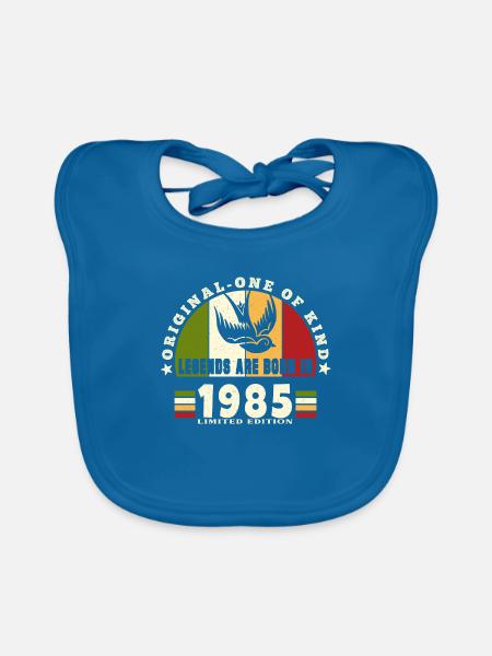 1985 Vintage Anniversaire Légende Cadeau - Bavoir bio Bébé - bleu paon - Devant