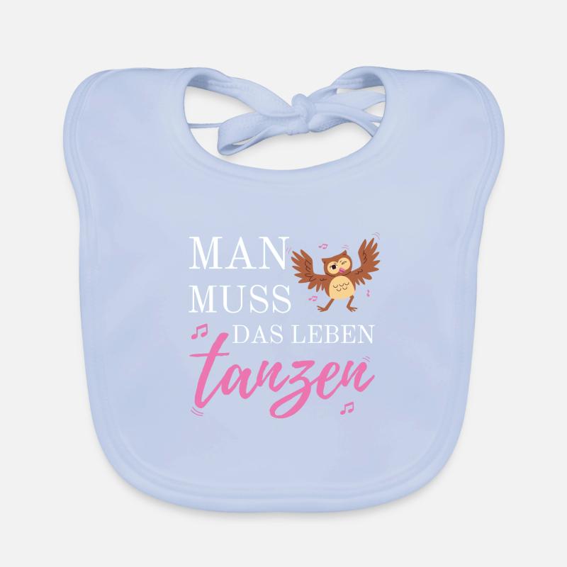 Man Muss Das Leben Tanzen Eule Uhu Tier Note Feier Baby Bio-Lätzchen