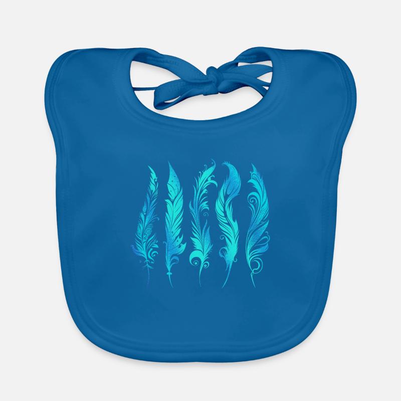 Feathers Boho Ethnic Style Pattern Tribal Indian Organic Baby Bibs