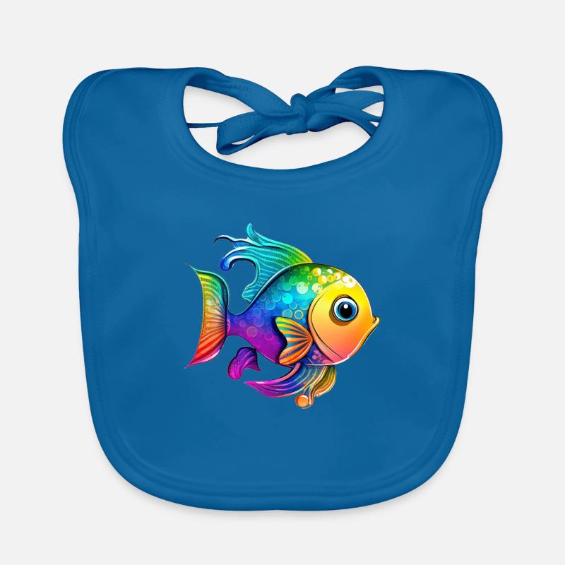 Fish Rainbow Drawing Organic Baby Bibs