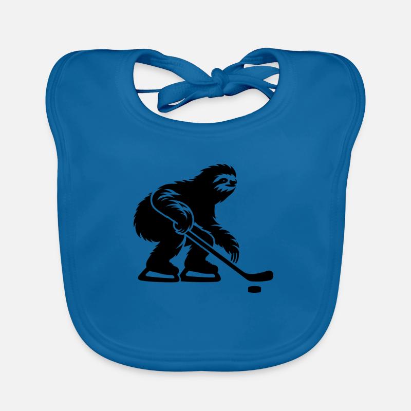 Faultier Eishockeyspieler Eishockey Silhouette - Baby Bio-Lätzchen - Pfauenblau