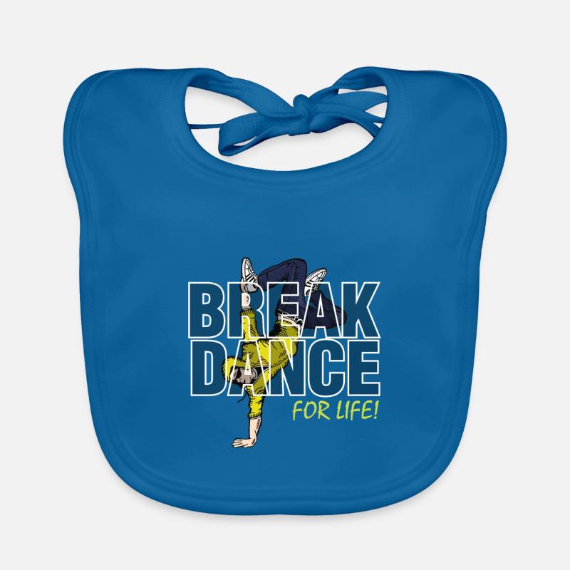 break dance - Bavoir bio Bébé - bleu paon