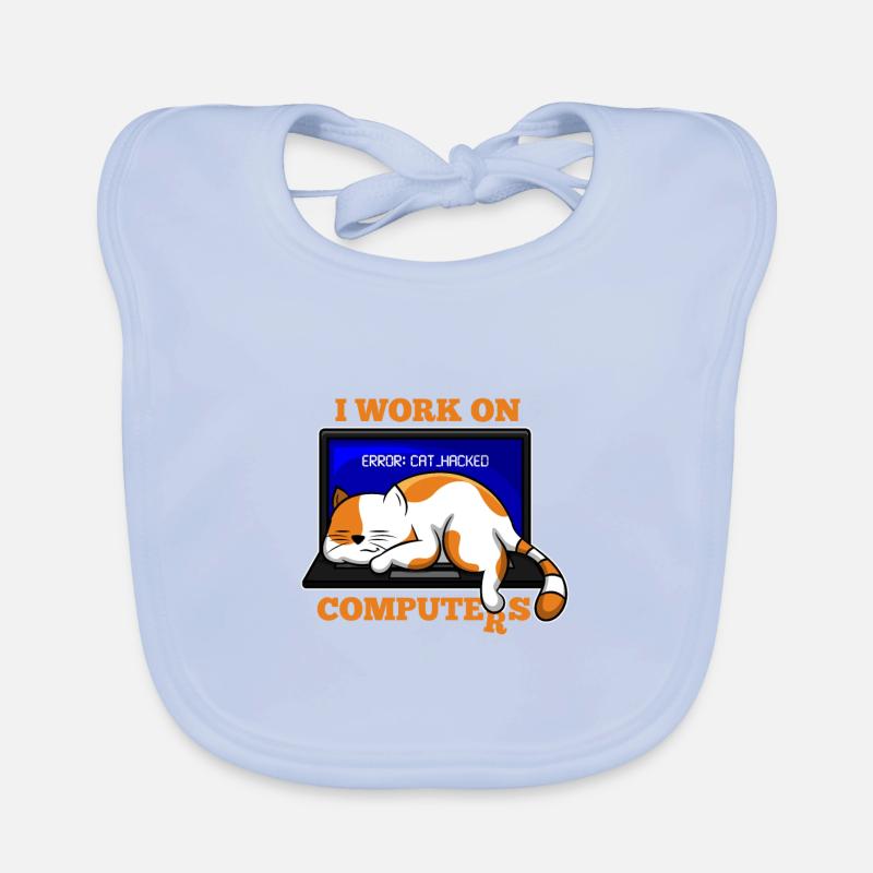 Cat and Computer hacking programmer gift Organic Baby Bibs