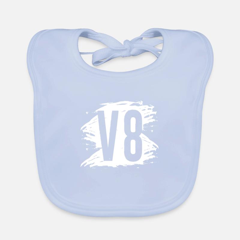 V8 Shirt · Car engine, workshop · Gift Organic Baby Bibs