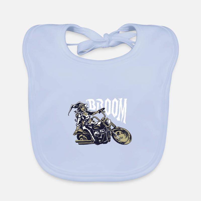 Witch on motorcycle with engine noise is called broom Organic Baby Bibs