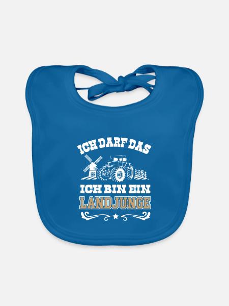 Landwirt Kinder Traktor Geschenk · Landjunge - Baby Bio-Lätzchen - Pfauenblau - Vorne