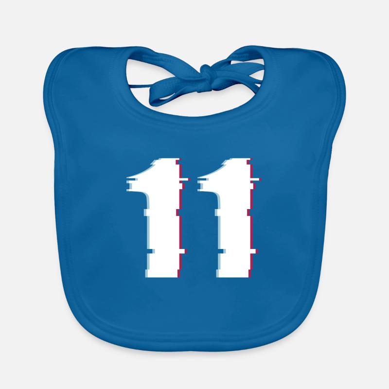 11 Eleven Eleven Number Effect Number déformé - Bavoir bio Bébé - bleu paon