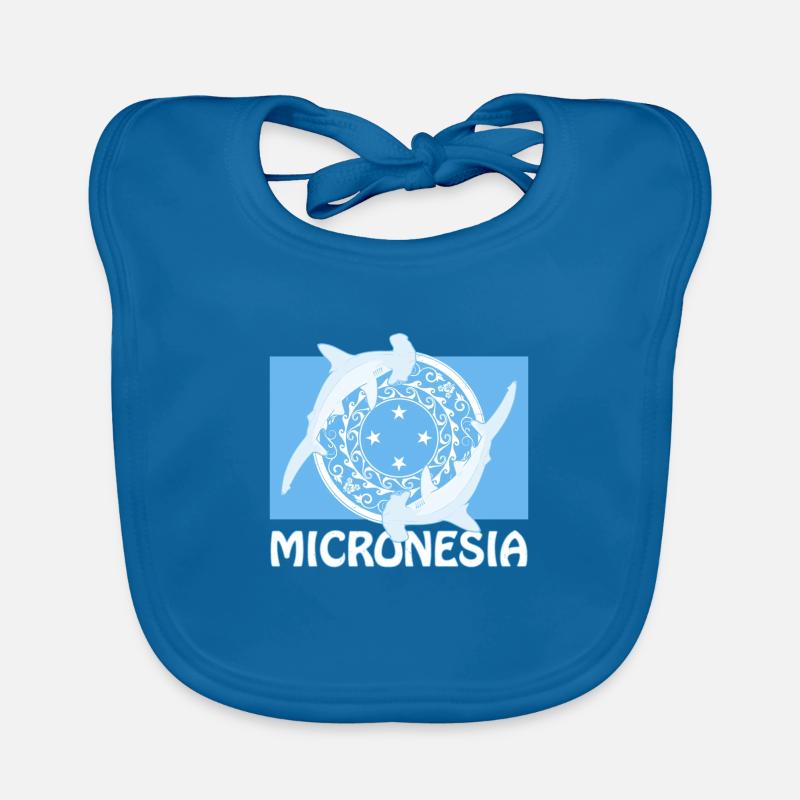Drapeau de la Micronésie et requins-marteaux Bavoir bio Bébé