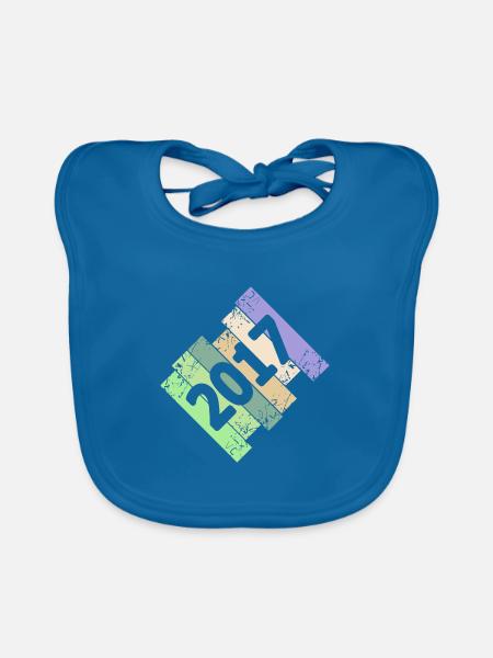 Year 2017 - Organic Baby Bibs - peacock-blue - Front