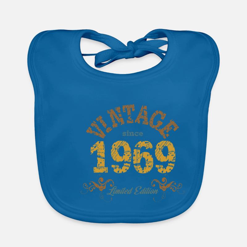 1969 LE Vintage - Bavoir bio Bébé - bleu paon