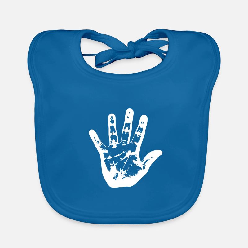 Main blanche - Bavoir bio Bébé - bleu paon
