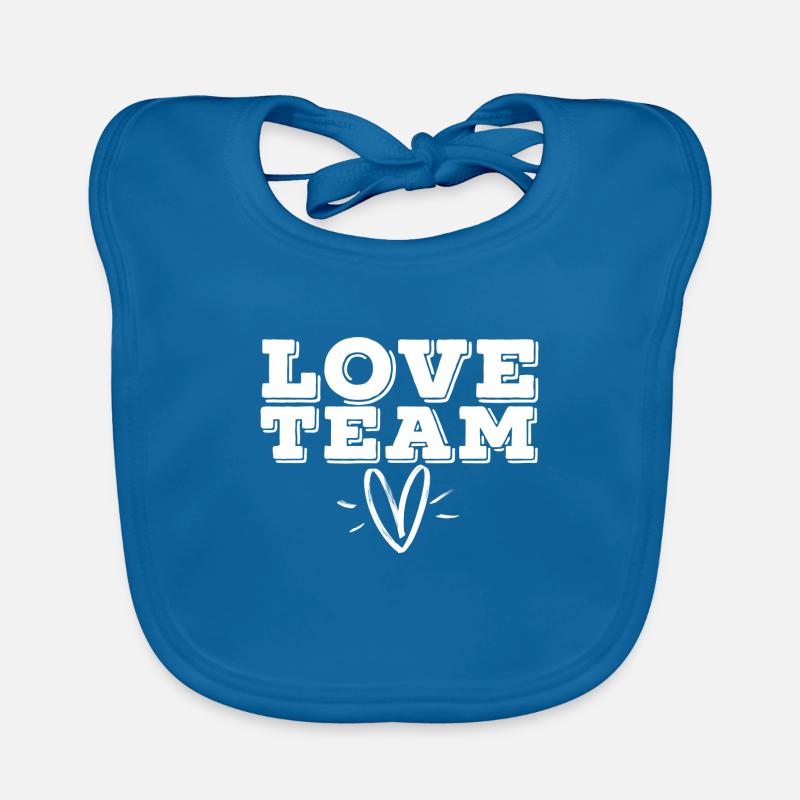 Je t'aime - Bavoir bio Bébé - bleu paon