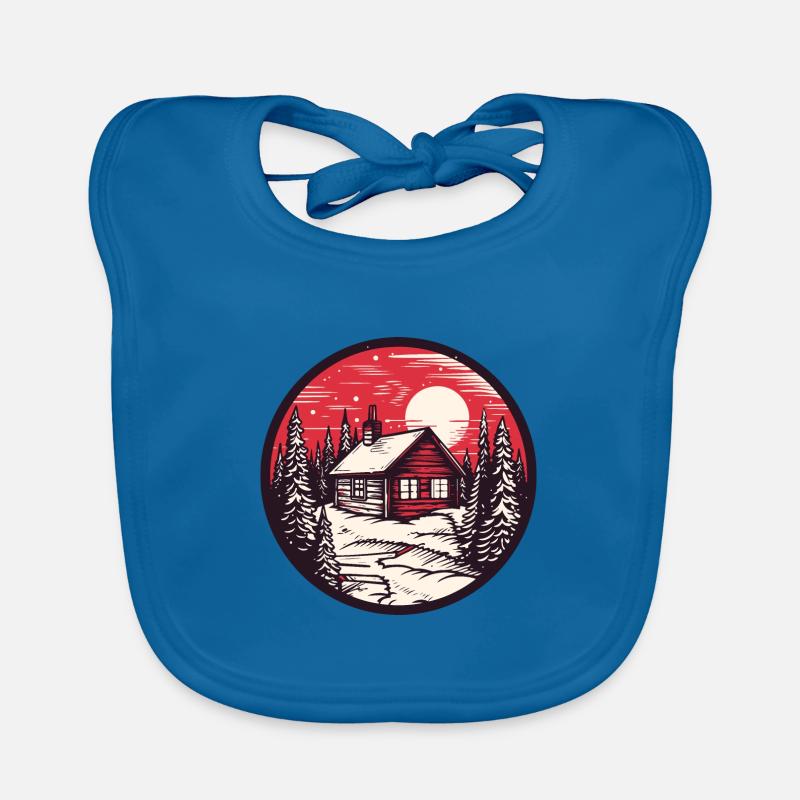 Cabane d’hiver - Bavoir bio Bébé - bleu paon
