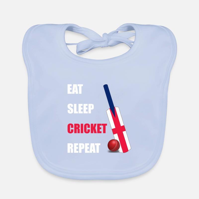 Manger Sommeil Cricket Répéter Angleterre Drapeau Cricket Batte Bavoir bio Bébé