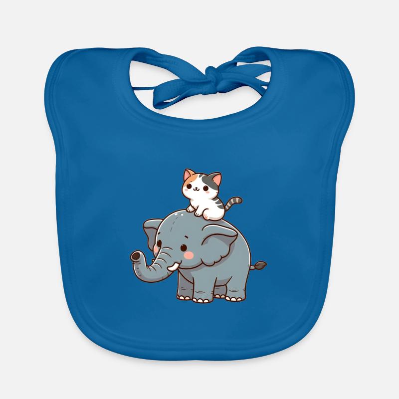Le chat monte à dos d’éléphant Bavoir bio Bébé