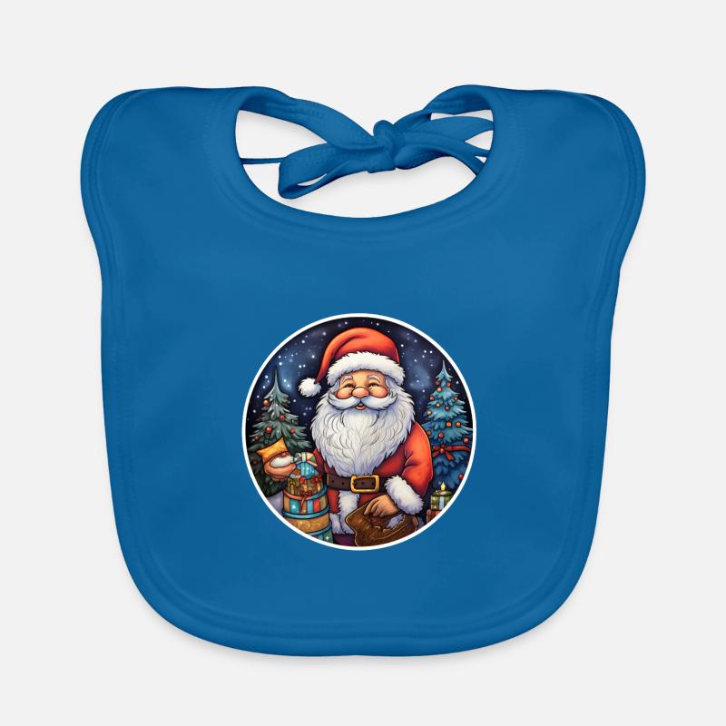 Weihnachtsmann klassisch - Baby Bio-Lätzchen - Pfauenblau
