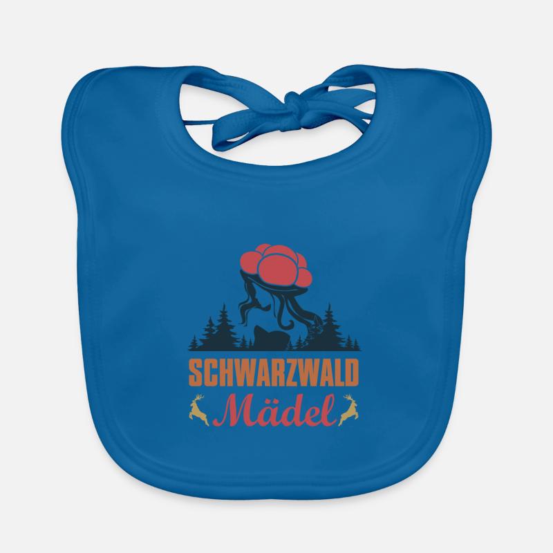 Wald Silhouette Geschenk Bollenhut Mädel - Baby Bio-Lätzchen - Pfauenblau