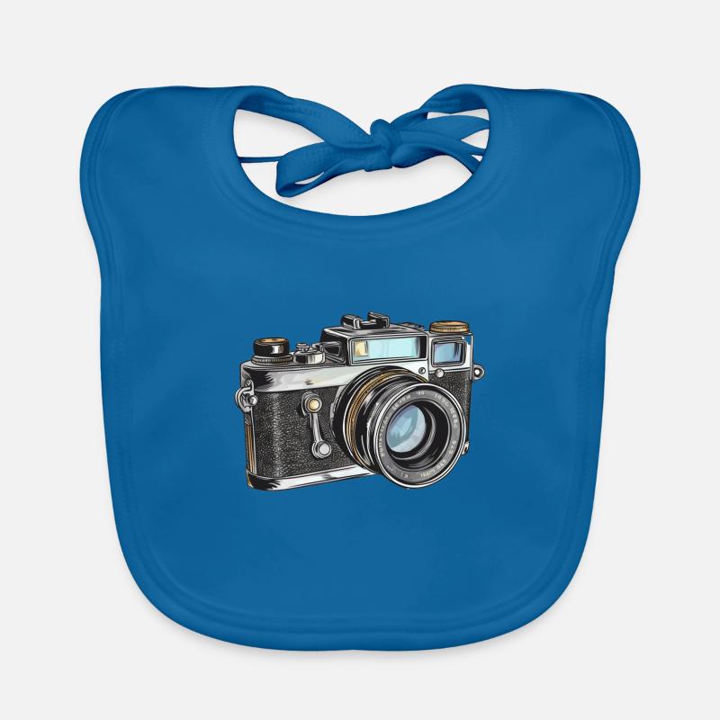 Camera Retro Drawing Organic Baby Bibs