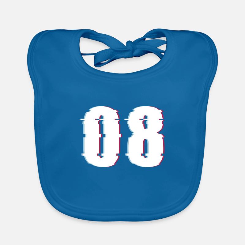 Eight 8 Number 08 Effect Distorted Number Organic Baby Bibs