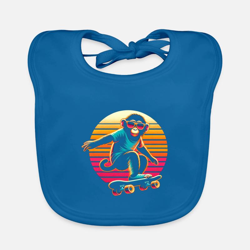 Monkey Skateboard Organic Baby Bibs