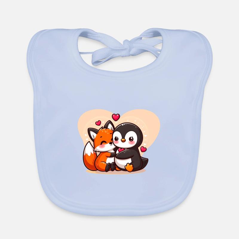 Niedlicher Pinguin umarmt Fuchs Baby Bio-Lätzchen