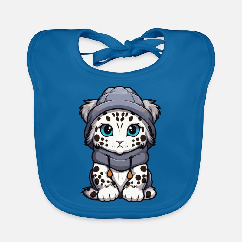 Schneeleopard leopard Tier Baby Comic Winter - Baby Bio-Lätzchen - Pfauenblau