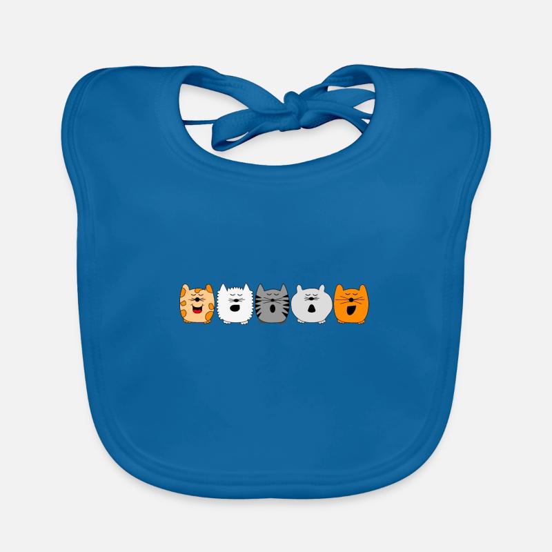singing cats - Organic Baby Bibs - peacock-blue