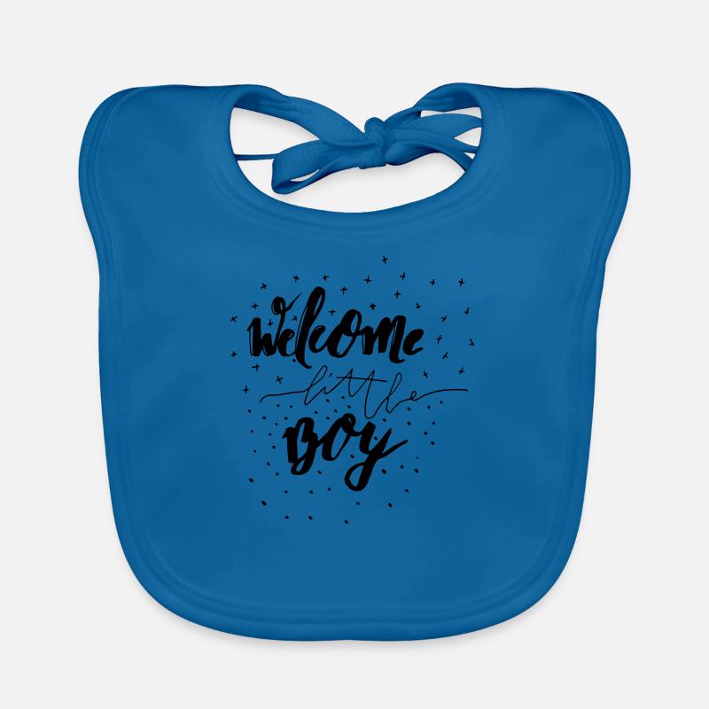 Bienvenue petit garçon - Bavoir bio Bébé - bleu paon
