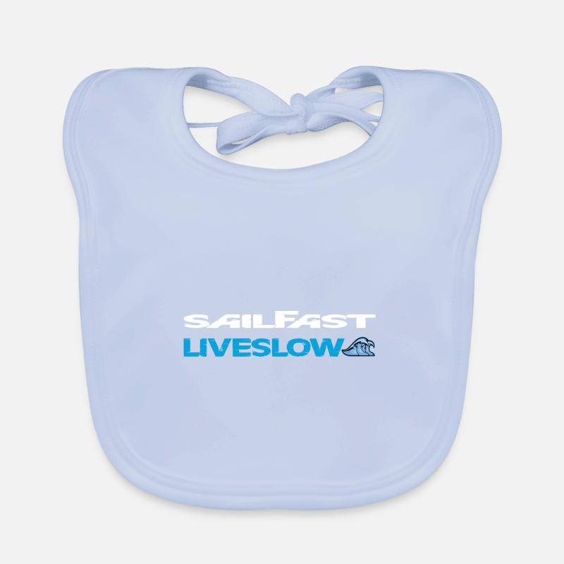 Sail Fast Liveslow with wave white Organic Baby Bibs