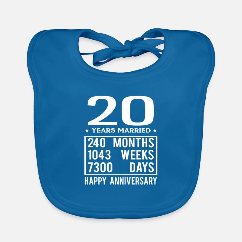 20 ans de mariage - Joyeux anniversaire de mariage - Bavoir bio Bébé - bleu paon