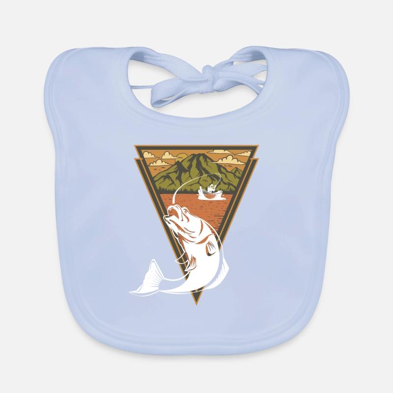 angling father uncle with fish float at sea Organic Baby Bibs