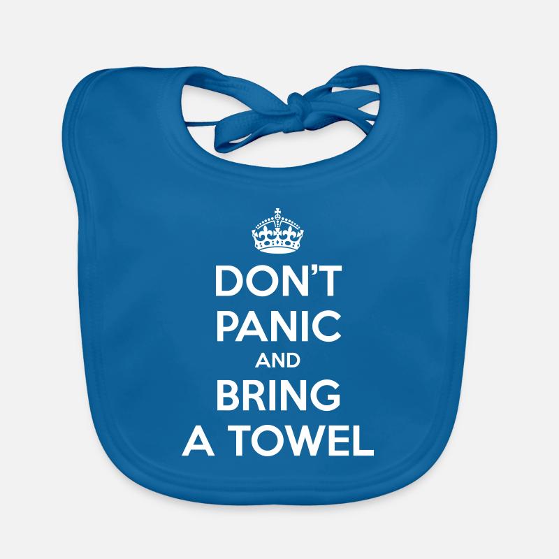 Don't panic and bring a towel (Keep Calm) - Bavoir bio Bébé - bleu paon